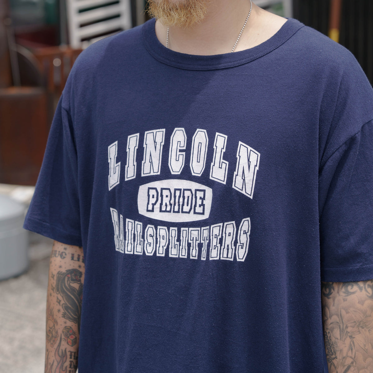 【No.51 90’s “RUSSELL ATHLETIC” LINCOLN カレッジ3段プリントTシャツ / MADE IN U.S.A. [XL]】