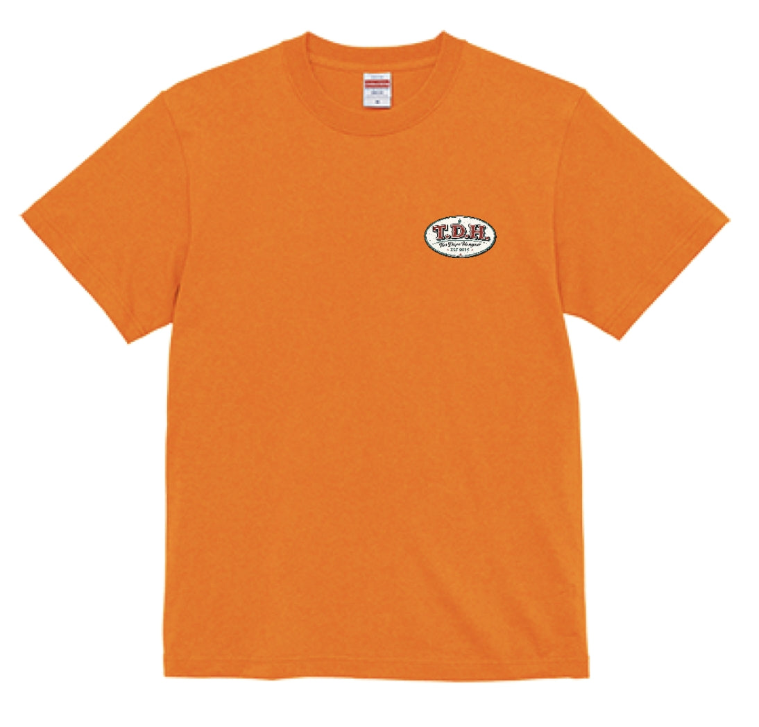 THE DOPE HANGOUT HOT ROD DOG TEE オレンジ