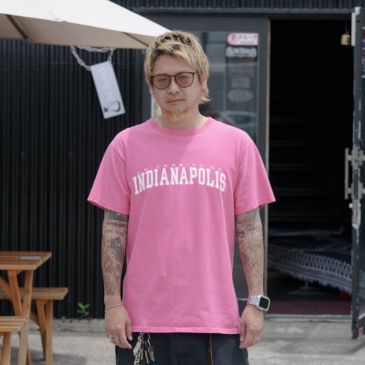 【No.52 00’s “anvil” UNIVERSITY OF INDIANAPOLIS カレッジTシャツ / サーモンピンク [M]】