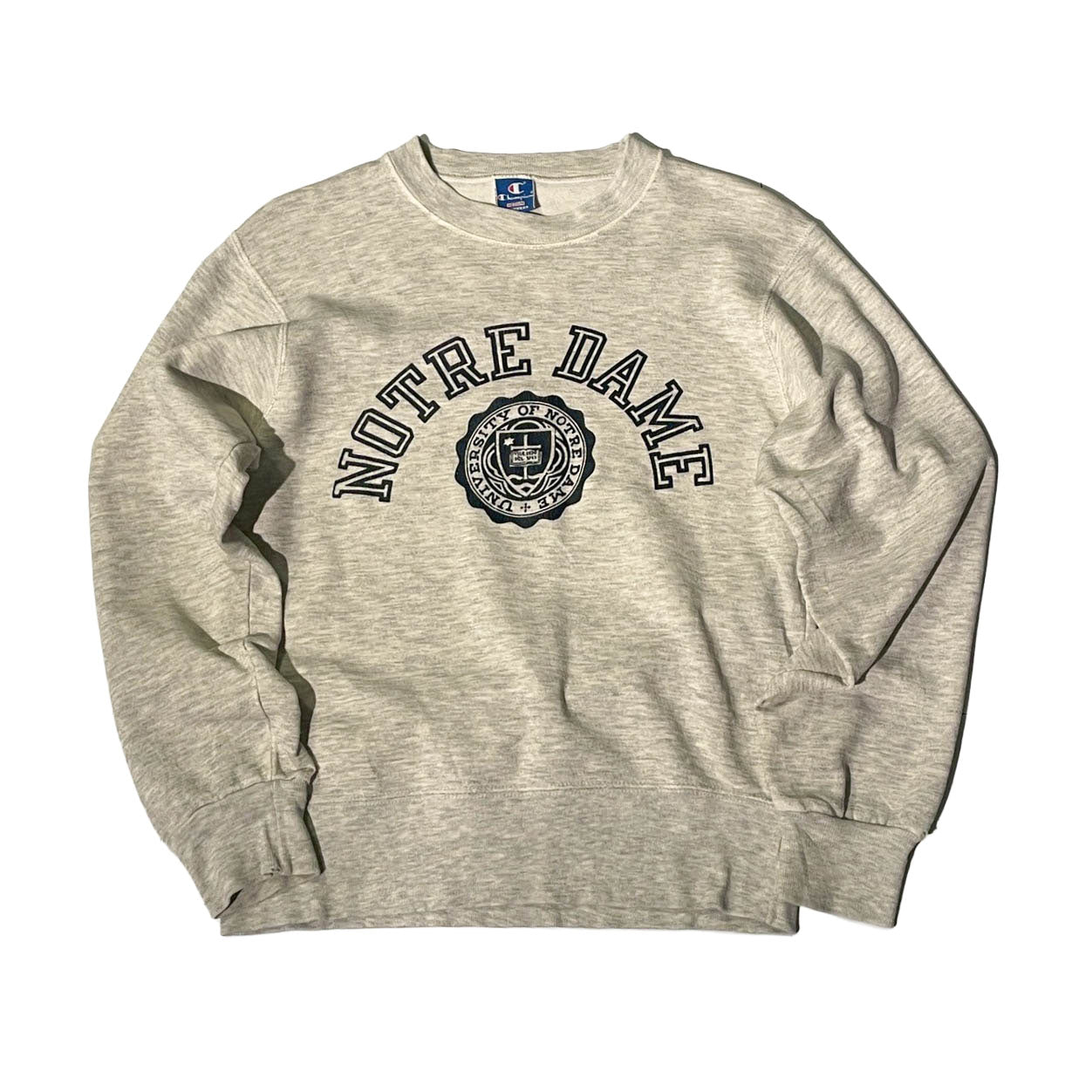 No.6 【90s Champion × Notre Dame】USA製 “青タグ” クルーネックスウェット [オートミール]