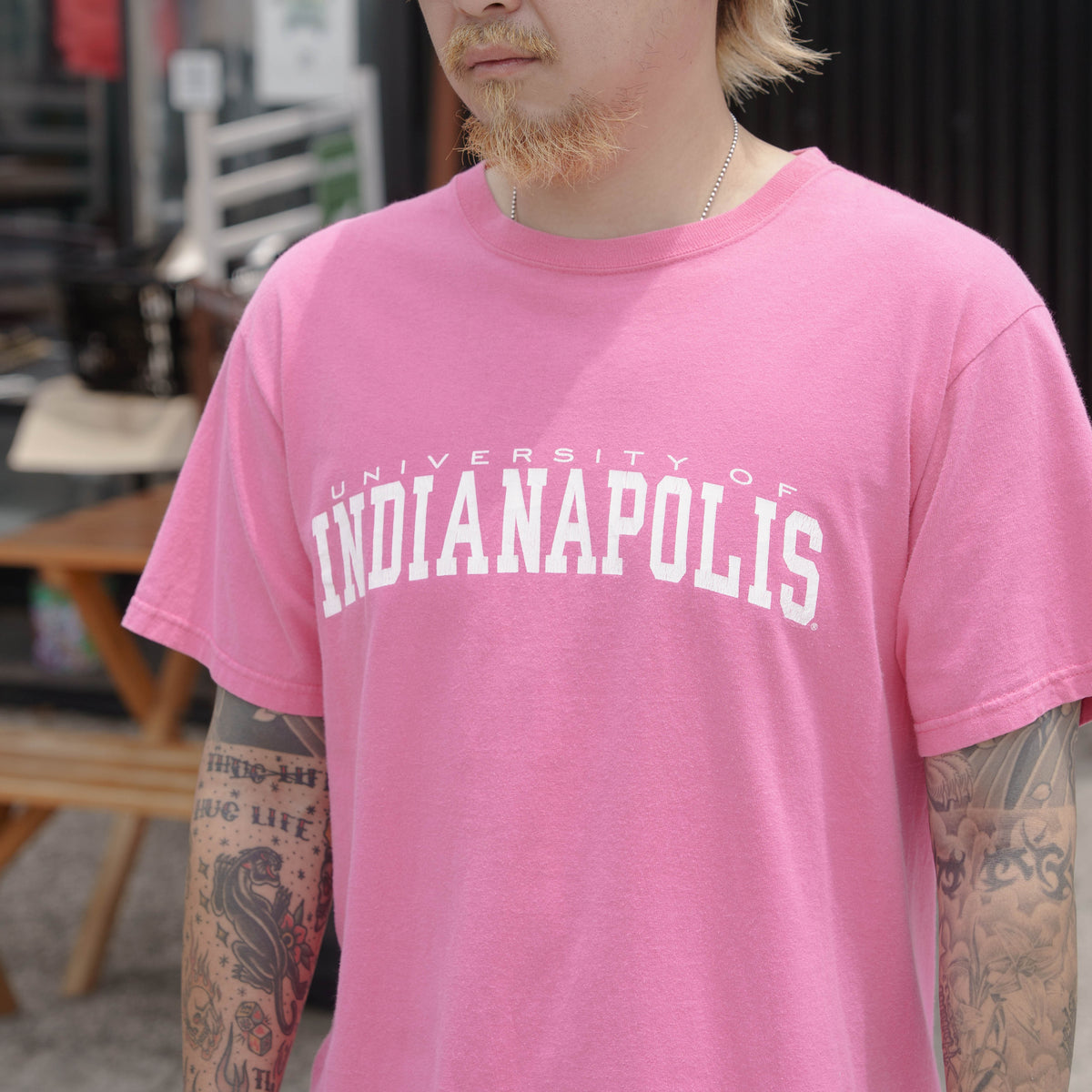 【No.52 00’s “anvil” UNIVERSITY OF INDIANAPOLIS カレッジTシャツ / サーモンピンク [M]】