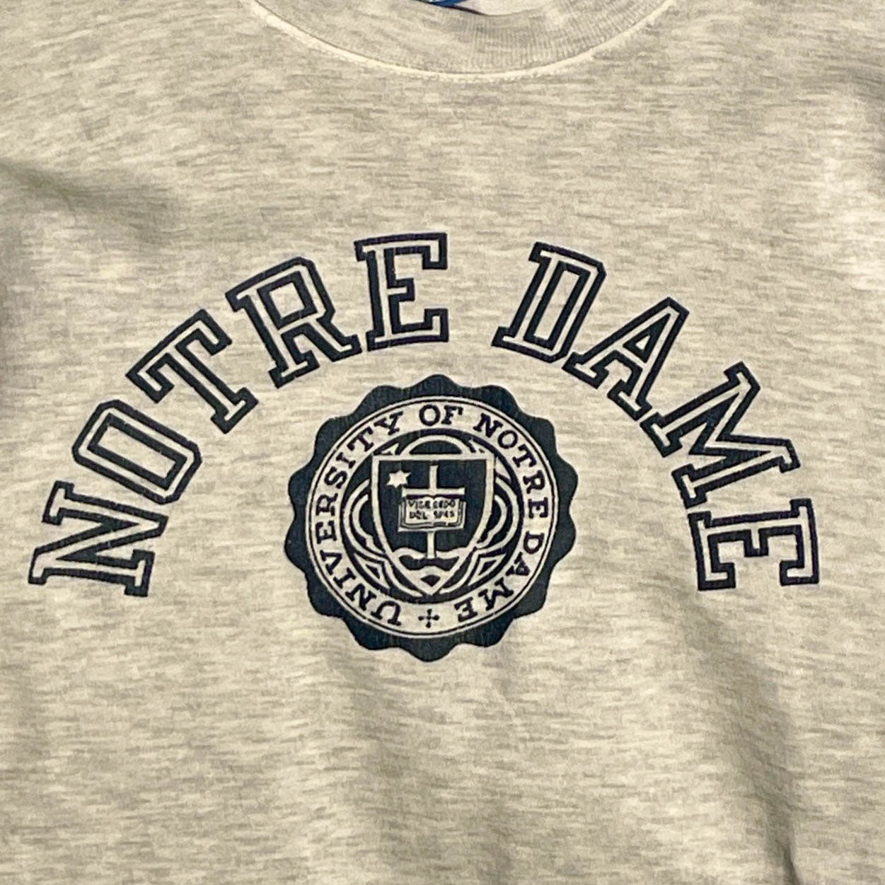 No.6 【90s Champion × Notre Dame】USA製 “青タグ” クルーネックスウェット [オートミール]