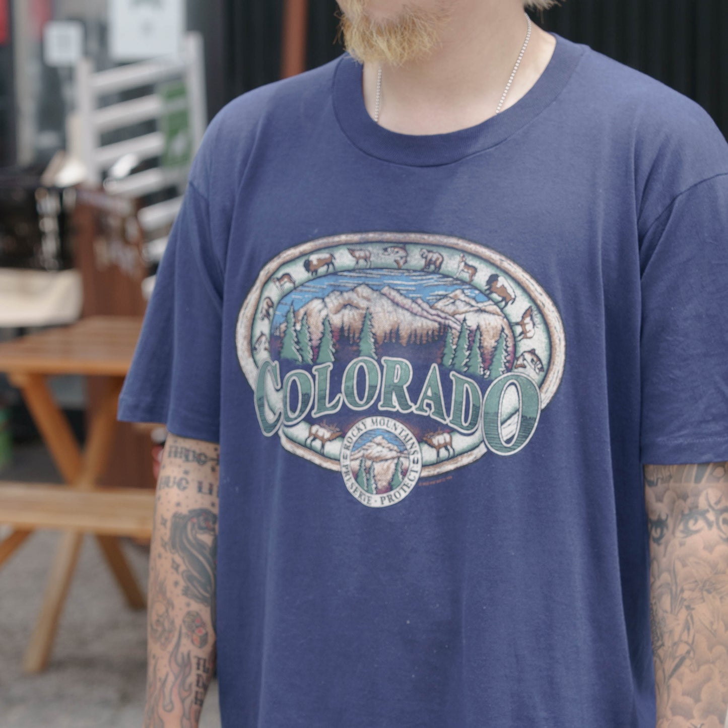 【No.54 90’s “JERZEES” COLORADO スーベニアTシャツ / ネイビー [XL]】