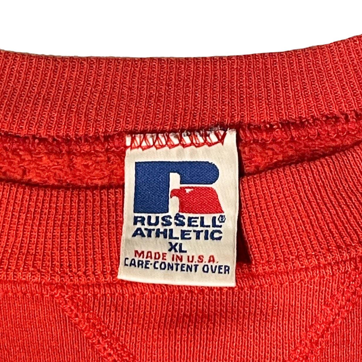 No.7  【90s Russell Athletic × Cedar Falls Tigers】USA製 “袖タグ付き” クルーネックスウェット [レッド]