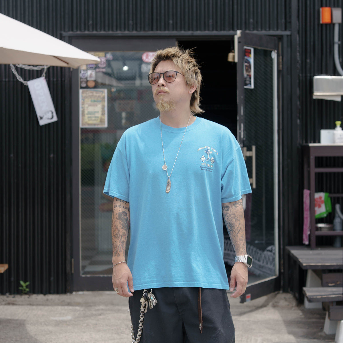 【No.56 90s〜00s “Rooster Cogburn” モンスター・トラック・ツアー B級スーベニアTシャツ / ライトブルー [XL相当]】