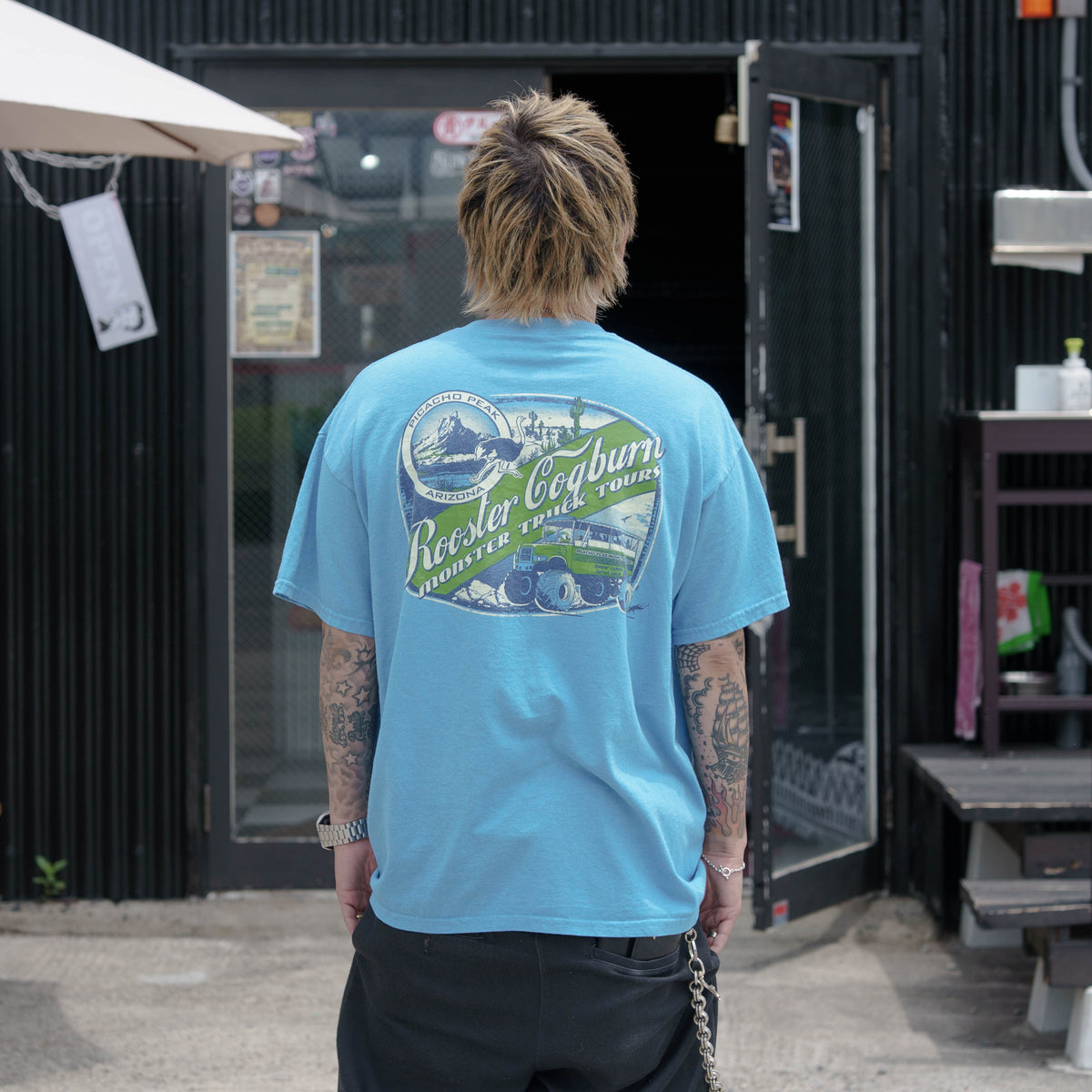 【No.56 90s〜00s “Rooster Cogburn” モンスター・トラック・ツアー B級スーベニアTシャツ / ライトブルー [XL相当]】