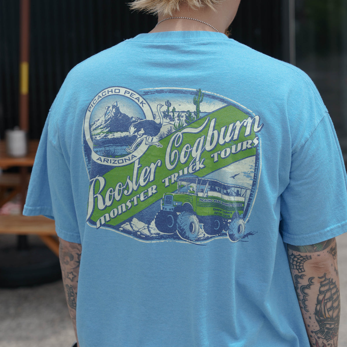 【No.56 90s〜00s “Rooster Cogburn” モンスター・トラック・ツアー B級スーベニアTシャツ / ライトブルー [XL相当]】