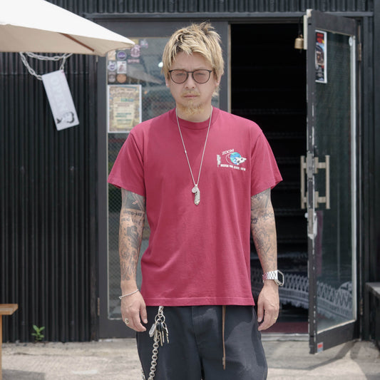 【No.60 90s “FRUIT OF THE LOOM” School Rocket シングルステッチTシャツ / バーガンディ [L]】