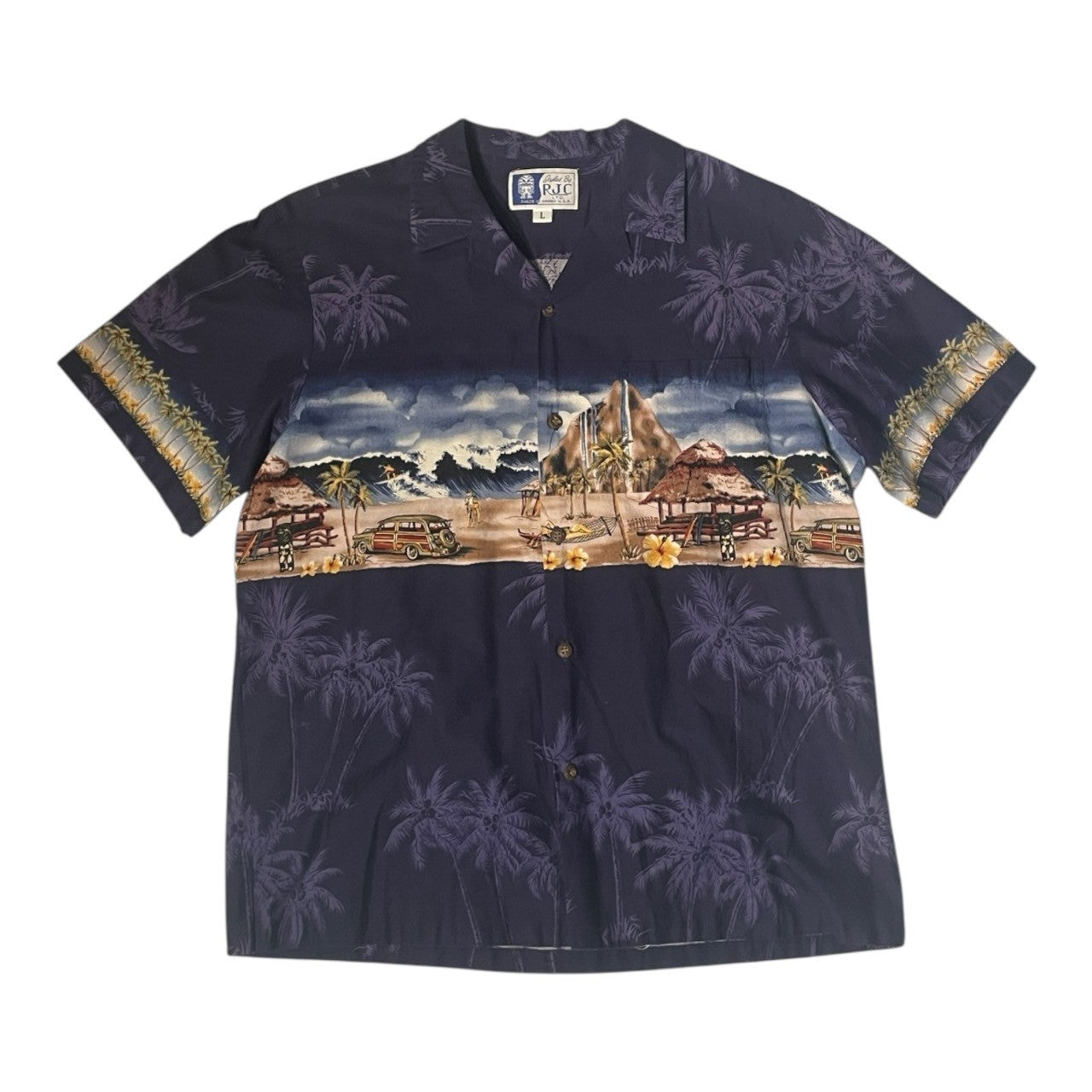 No.18  【RJC LTD.】MADE IN HAWAII アロハシャツ ボーダーパネル [パープル]