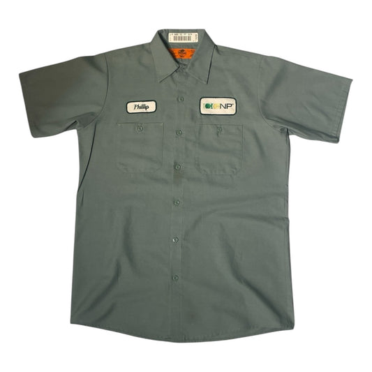 No.19  【Red Kap × CGNP】ワークシャツ 半袖 ネームパッチ付き [セージグリーン]