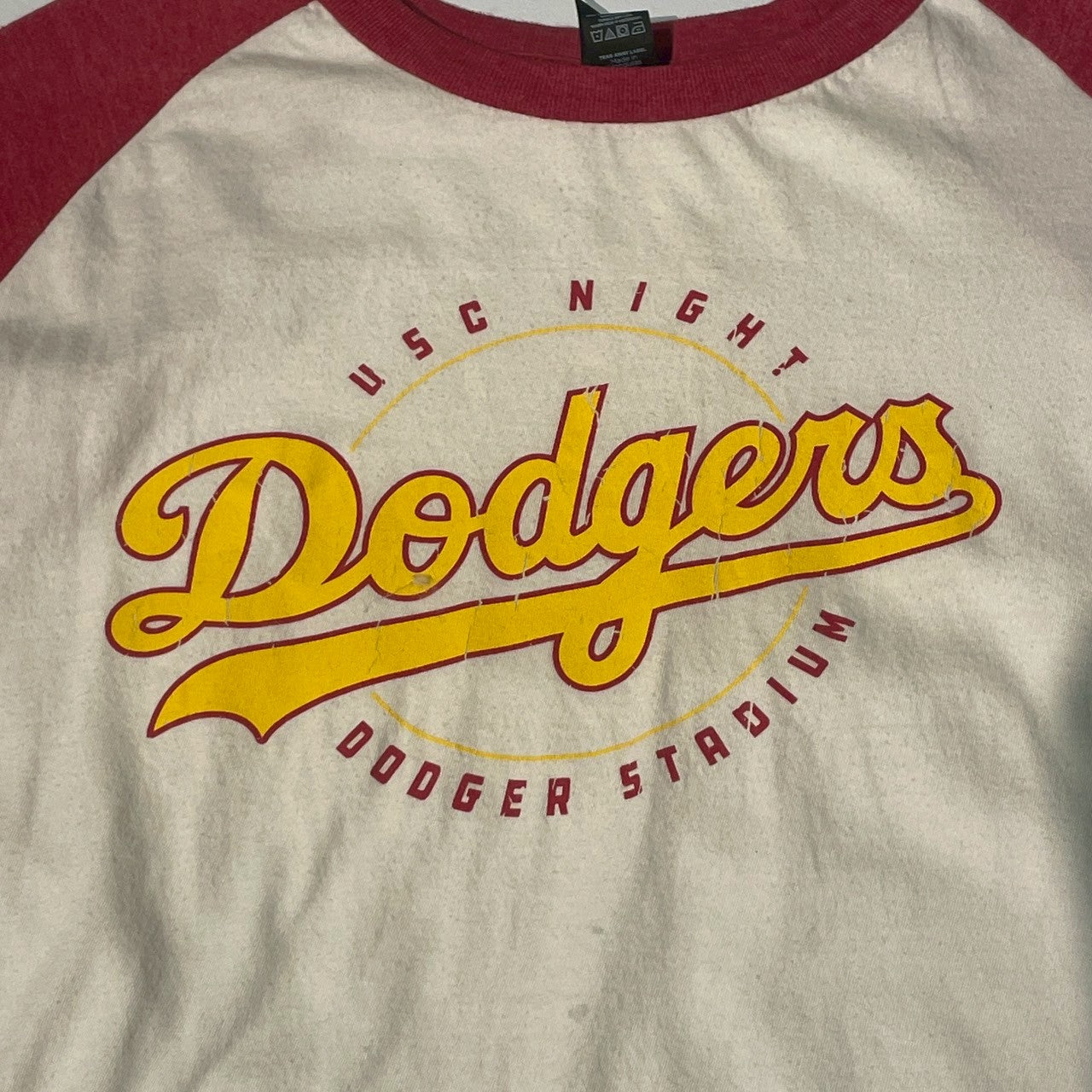 No.27 【LA Dodgers × USC Night】ラグランロングスリーブTシャツ [オフホワイト×バーガンディ]