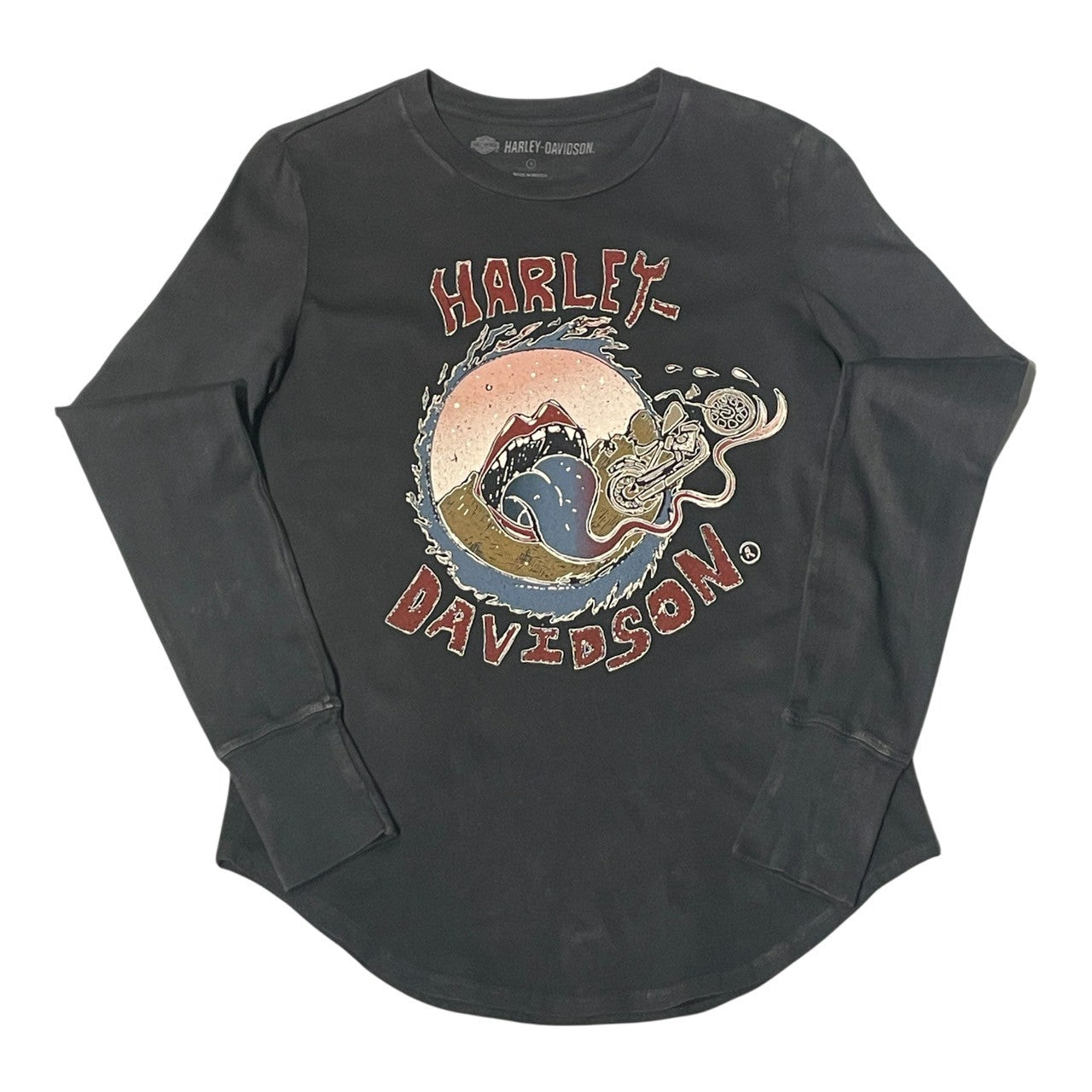 No.29 【Harley-Davidson】シャーク＆ライダー ロングスリーブTシャツ [フェードブラック]