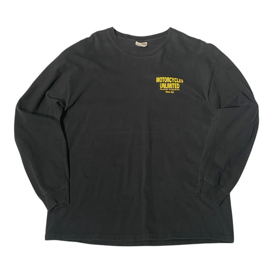No.34  【Motorcycles Unlimited】バイクショップ ロングスリーブTシャツ [フェードブラック]