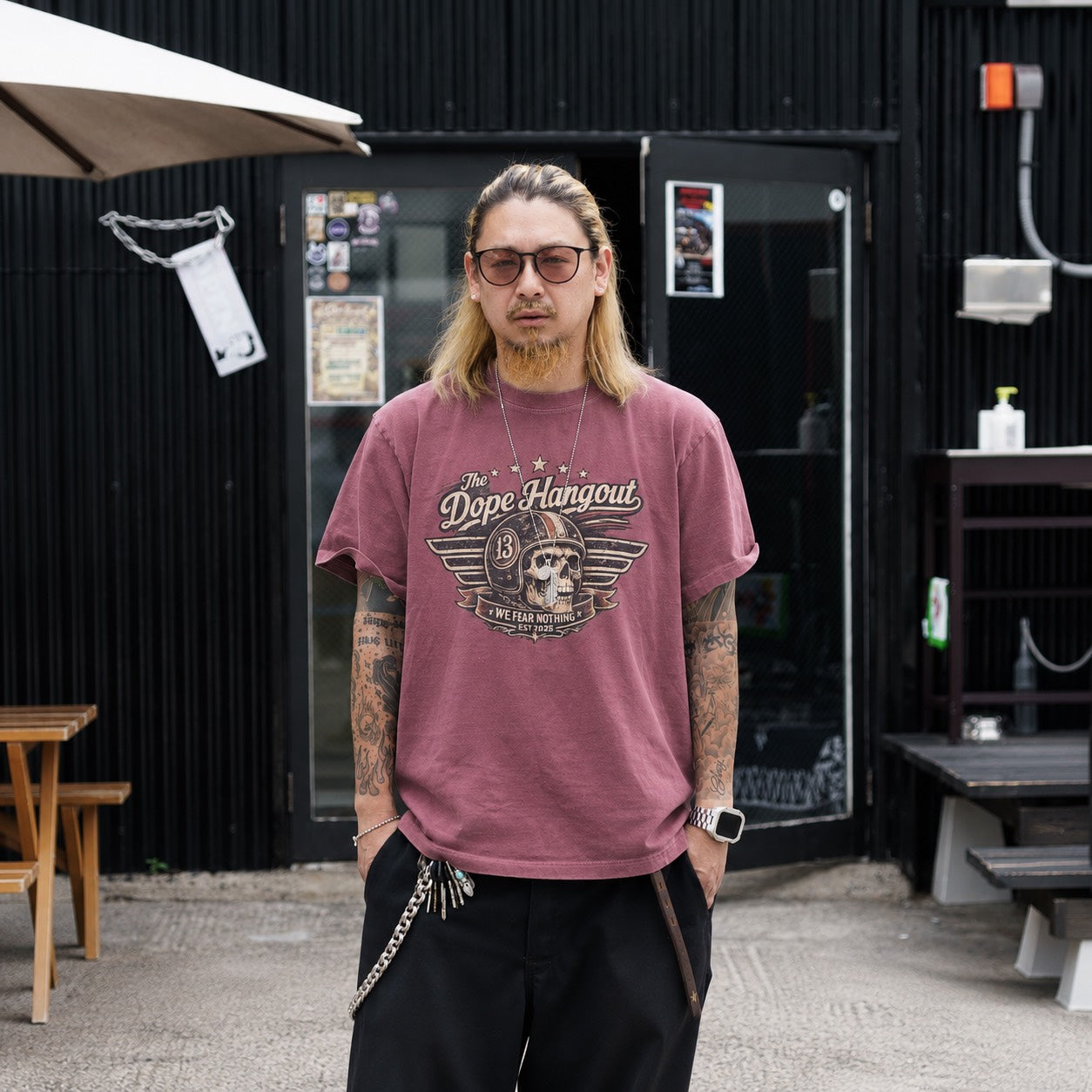 The Dope Hangout "WE FEAR NOTHING" Tee ヴィンテージパープル